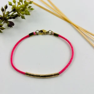 Upcycling Kitearmband Rot mit 925 Silber/18K Gold