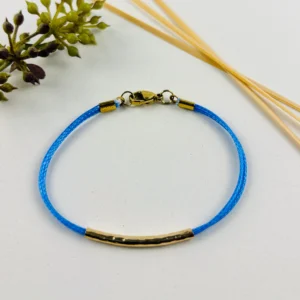 Upcycling Kitearmband Blau II mit 925 Silber/18K Gold