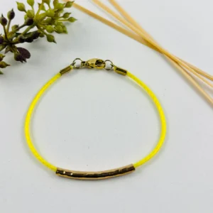 Upcycling Kitearmband Gelb mit 925 Silber/18K Gold
