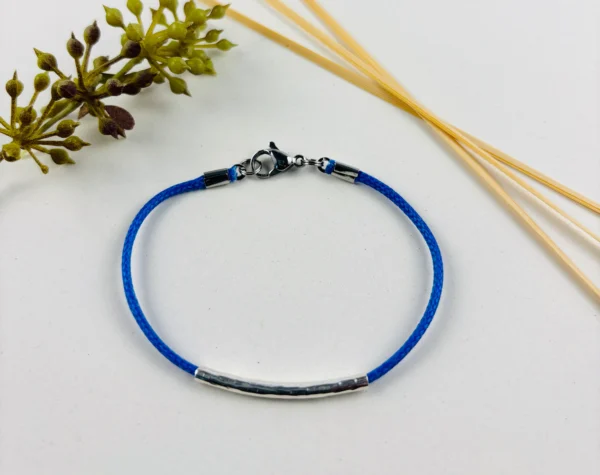 Upcycling Kitearmband Blau I mit 925 Silber/18K Gold – Bild 2