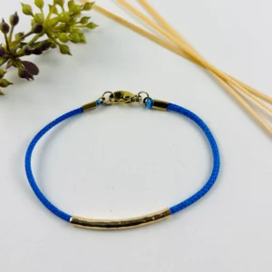 Upcycling Kitearmband Blau I mit 925 Silber/18K Gold
