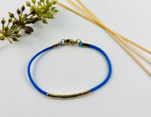 Upcycling Kitearmband Blau I mit 925 Silber/18K Gold