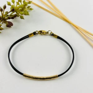 Upcycling Kitearmband Grau II mit 925 Silber/18K Gold