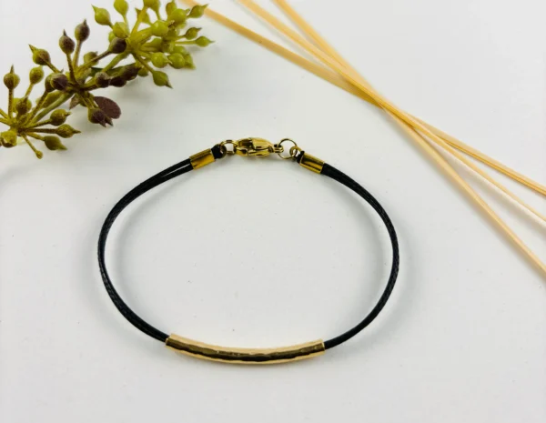 Upcycling Kitearmband Grau II mit 925 Silber/18K Gold