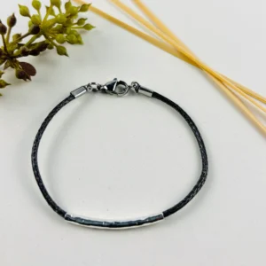 Upcycling Kitearmband Grau mit 925 Silber/18K Gold