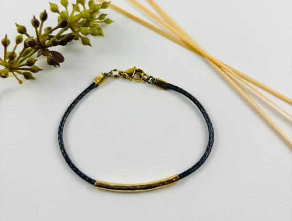 Upcycling Kitearmband Grau mit 925 Silber/18K Gold – Bild 2