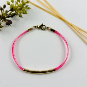 Upcycling Kitearmband Hellrot mit 925 Silber/18K Gold