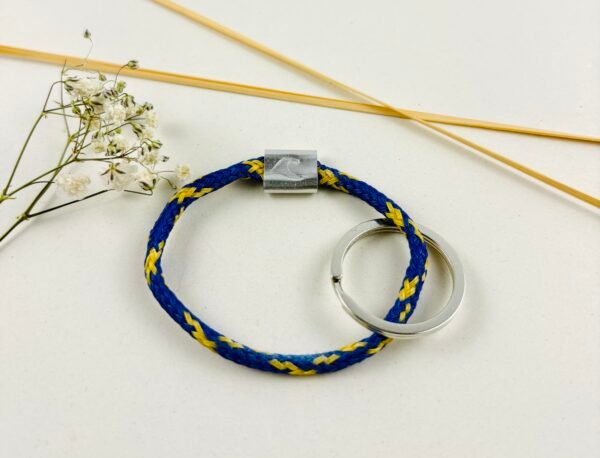 Upcycling Schlüsselanhänger Blau/Gelb