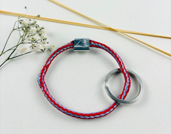 Upcycling Schlüsselanhänger Rot/Grau
